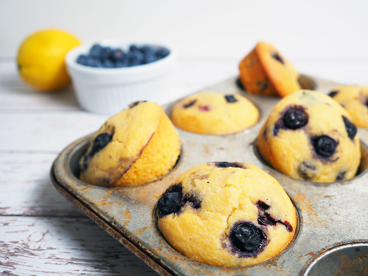 Blueberry + Lemon Polenta Muffins – Like A Vegan